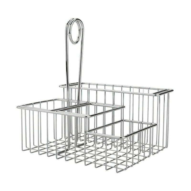 Get G.E.T. 4-21699 Chrome Four Compartment Condiment Caddy Metal Specialty Servingware Collection, 8" x 7" x 9" Tall, Chrome - Image 4