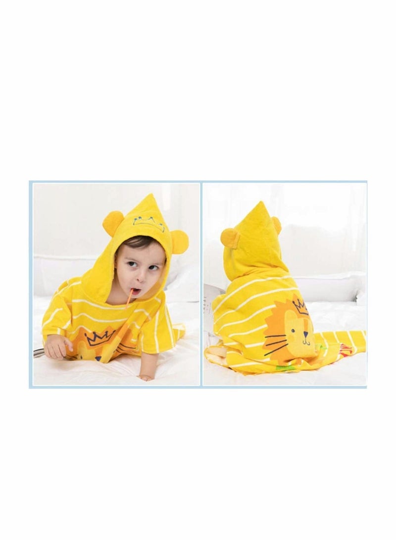 Zikra Kids Bath Towel, Children Hooded Towel, Microfiber Bath Towel Super Soft, Robe Poncho Bathrobe, for Boys Girls Swimming Beach Holiday Water Playing, Cartoon Animal Pattern (Lion) - Image 5