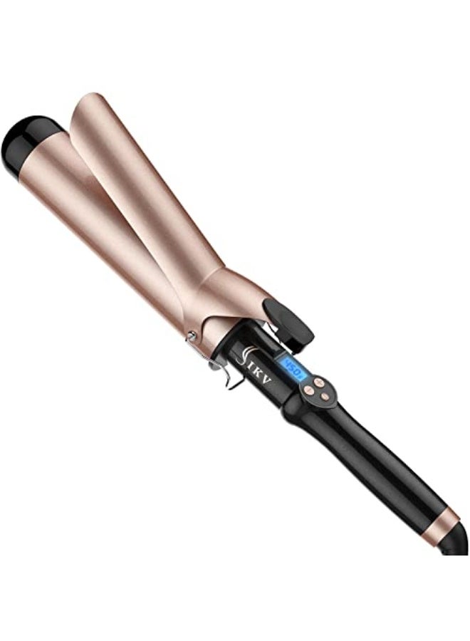 2 Inch Curling Iron Extra Long Barrel for Long Hair Large Barrel Curling Wand Ceramic Tourmaline with LCD Display10 Temps Dual Voltage