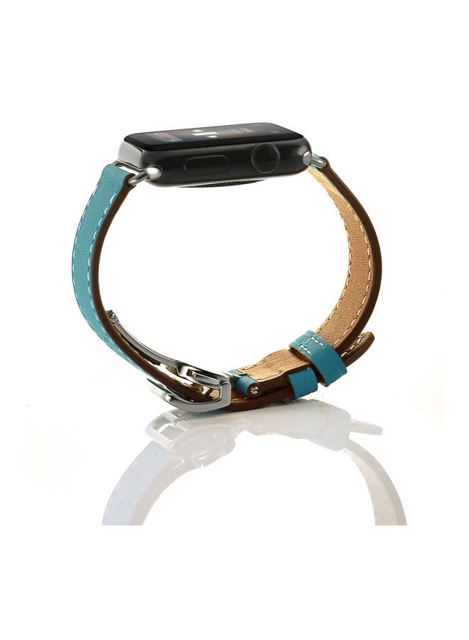 NIBEMINENT Replacement Leather Band For Apple Watch Series 1/2/3/4 40/38mm Blue - Image 5