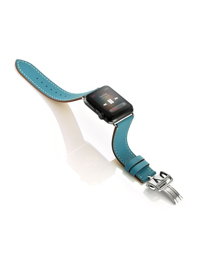 NIBEMINENT Replacement Leather Band For Apple Watch Series 1/2/3/4 40/38mm Blue - Image 4