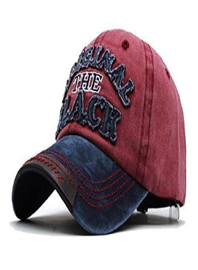 FASHOLIC Baseball Denim Adjustable Cap Sports Summer Outdoor Activities Cap for Men and Women (Maroon) - Image 1