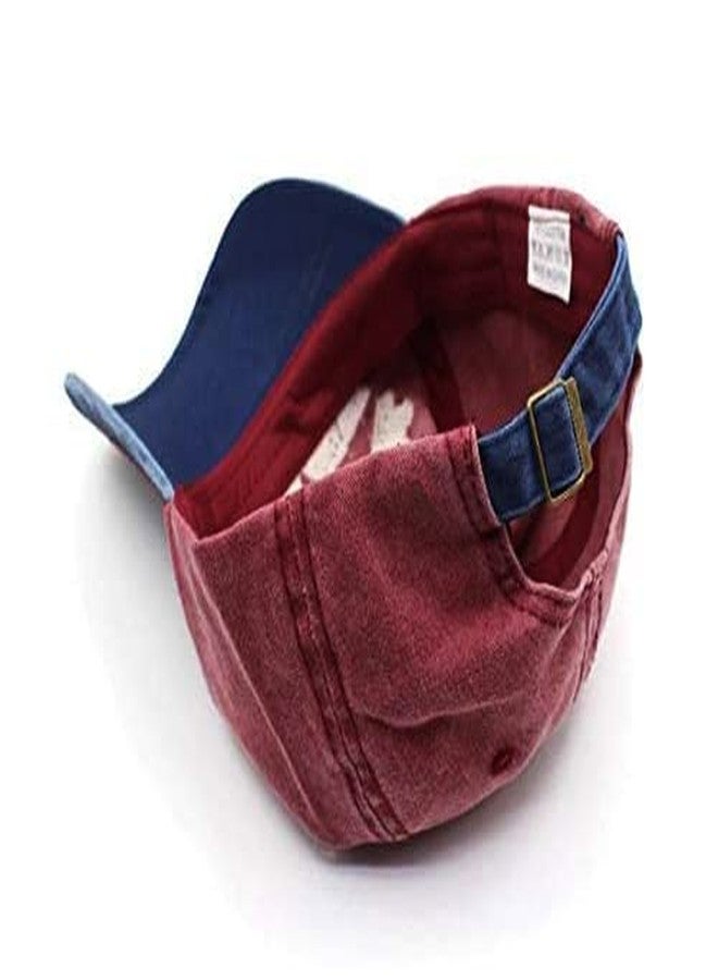FASHOLIC Baseball Denim Adjustable Cap Sports Summer Outdoor Activities Cap for Men and Women (Maroon) - Image 5