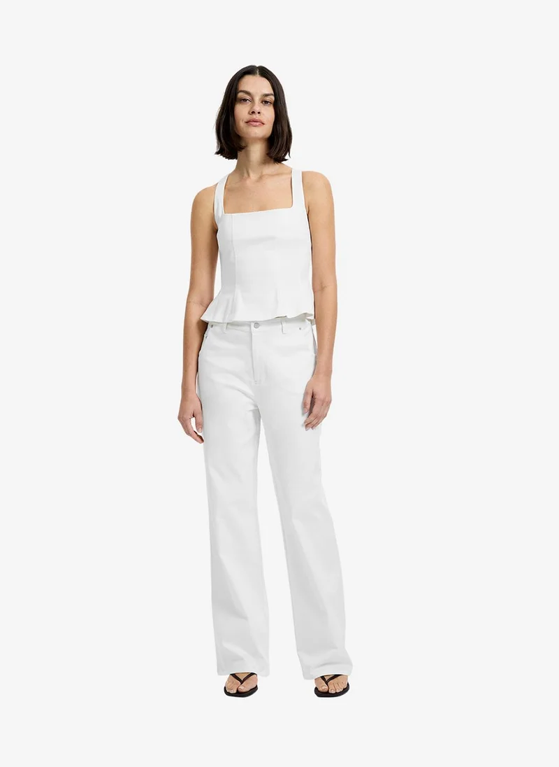 French Connection  Women's Summer White Inez Cotton Twill Peplum Top for Women | Best Price UAE