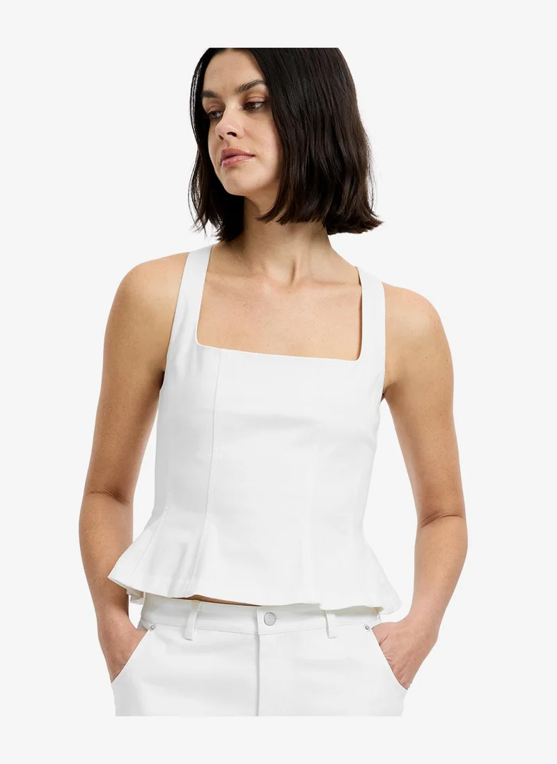 French Connection  Women's Summer White Inez Cotton Twill Peplum Top for Women | Best Price UAE