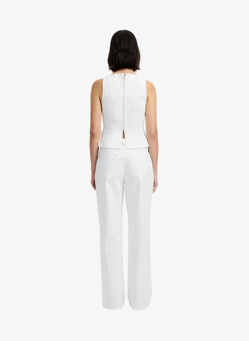 French Connection  Women's Summer White Inez Cotton Twill Peplum Top for Women | Best Price UAE