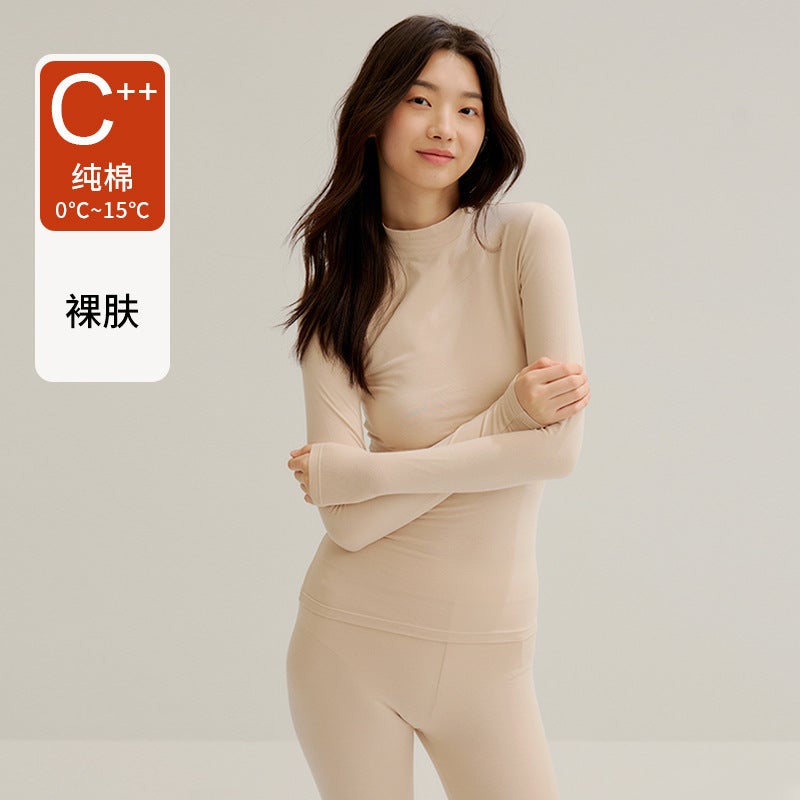 Pure Cotton Thermal Underwear Women'S Autumn Clothes And Pants Men'S Round Neck Cotton Sweater Thin Thermal Clothing Anti-Pilling Class A Cotton - Image 1