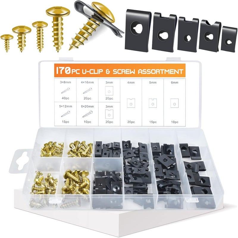 OTUAYAUTO 170PCS Car U Clips and Screw Assortment Kit - Image 1