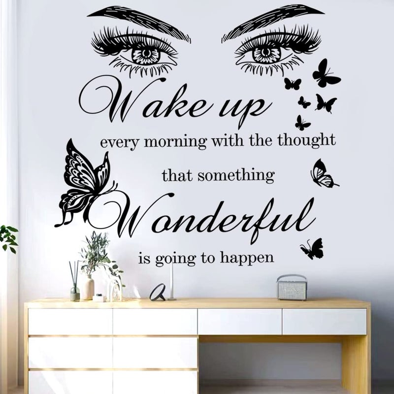 Casa Decor Inspirational Quotes Vinyl Eyes Eyelash Decals Motivational Sayings for Wall Art Decor Sticker Positive Lettering Wall Decal for Women Girls Bedroom Living Room Home Beauty Salon Decoration - Image 2