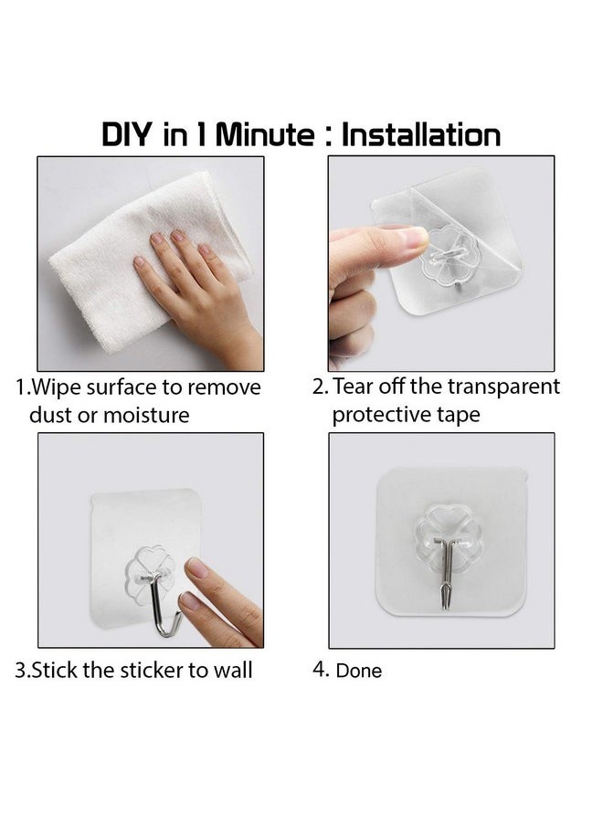HOKIPO HOKIPO ® Magic Sticker Series Adhesive Hooks - Load Capacity 5 kg, Pack of 10 (Model - AR3474*10), Transparent  - Image 5