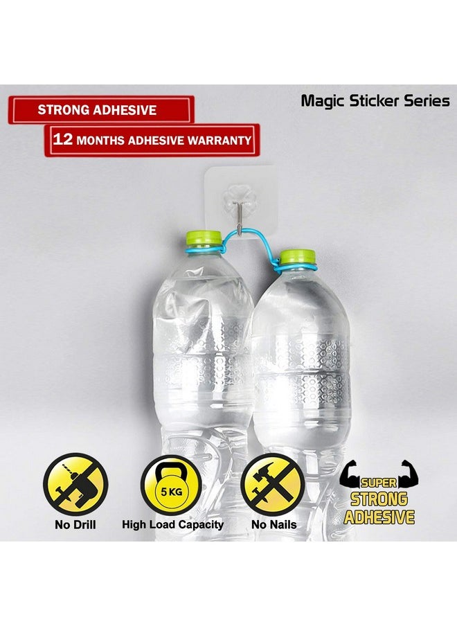 HOKIPO HOKIPO ® Magic Sticker Series Adhesive Hooks - Load Capacity 5 kg, Pack of 10 (Model - AR3474*10), Transparent  - Image 2