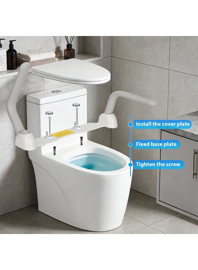 Srora Toilet Safety Rails,Toilet Rails Heavy Duty (520 Lbs) Hand Rail,Toilet Seat Riser With Handles,Easy Installation For Handicap Senior Bariatrics, Elderly Balance - Padded Armre - Image 4