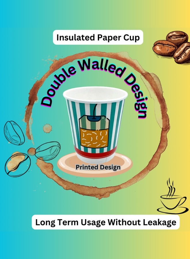 Halapack Bulk Pack 14oz Disposable Double Wall Paper Cups with Printed Design - Image 1
