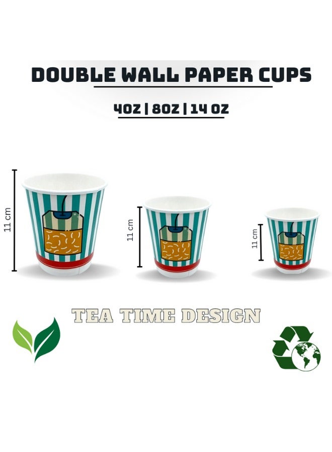 Halapack Bulk Pack 14oz Disposable Double Wall Paper Cups with Printed Design - Image 2