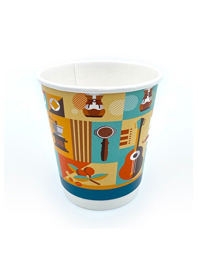 Halapack Bulk Pack 14oz Disposable Double Wall Paper Cups with Printed Design - Image 3