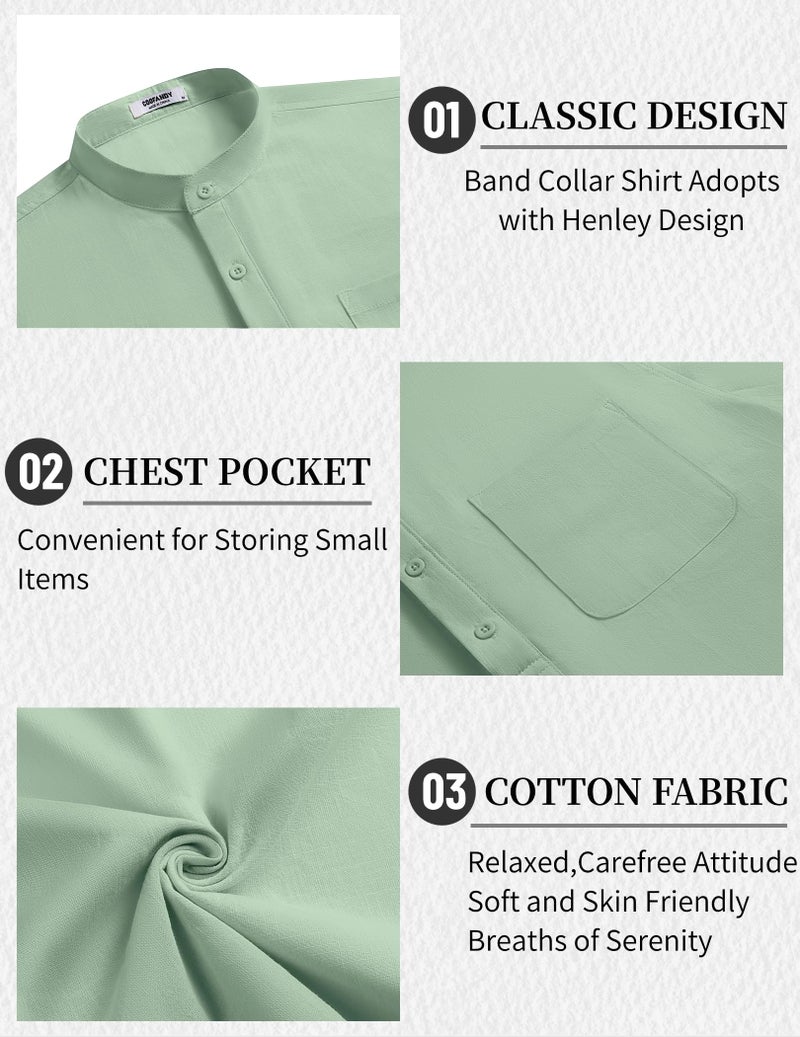 COOFANDY Cotton Linen Sets For Men 2 Piece Henley Shirt Short Sleeve And Casual Beach Drawstring Waist Pants Summer Outfits - Image 5