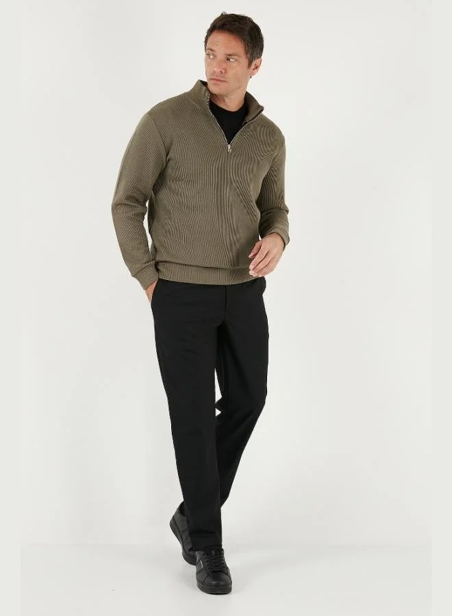 Buratti Buratti Cotton Relaxed Fit Half Zippered Crew Neck Knitted Sweat Men's SWEAT 5901076