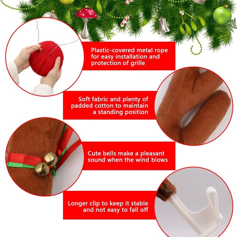 Jaxbo Christmas Reindeer Antlers Car Decoration Kit Plush Rudolf Auto Reindeer and Red Nose Set with Jingle Bells - Best Chrictmas Gift Choice - Image 3