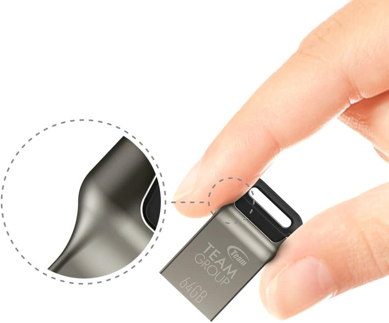 TEAMGROUP C162 64GB 5 Pack USB 3.2 Gen 1 USB 3.1/3.0 Mini Fits Metal Read 100MB/s Flash Thumb Drive External Data Storage Memory Stick Compatible with Computer/Laptop Black TC162364GB21 - Image 4