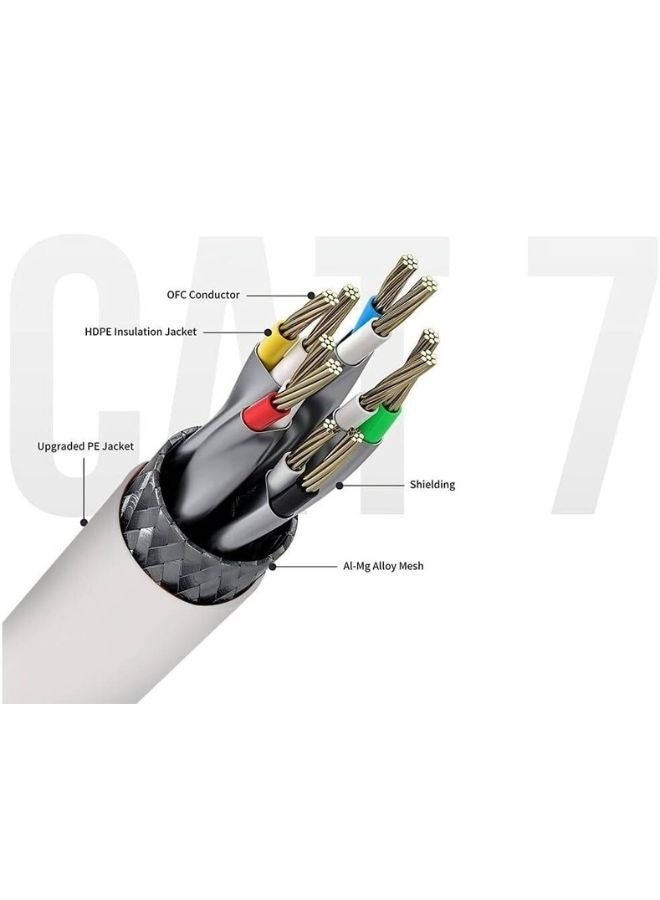 موسل كابل شبكة Cat7 SFTP | 2 متر أبيض | سرعة تصل إلى 10 جيجابت في الثانية | يدعم إيثرنت حتى 600 ميجاهرتز | PVC مع موصلات مطلية بالذهب 1U | متوافق مع جميع العلامات التجارية - Image 2