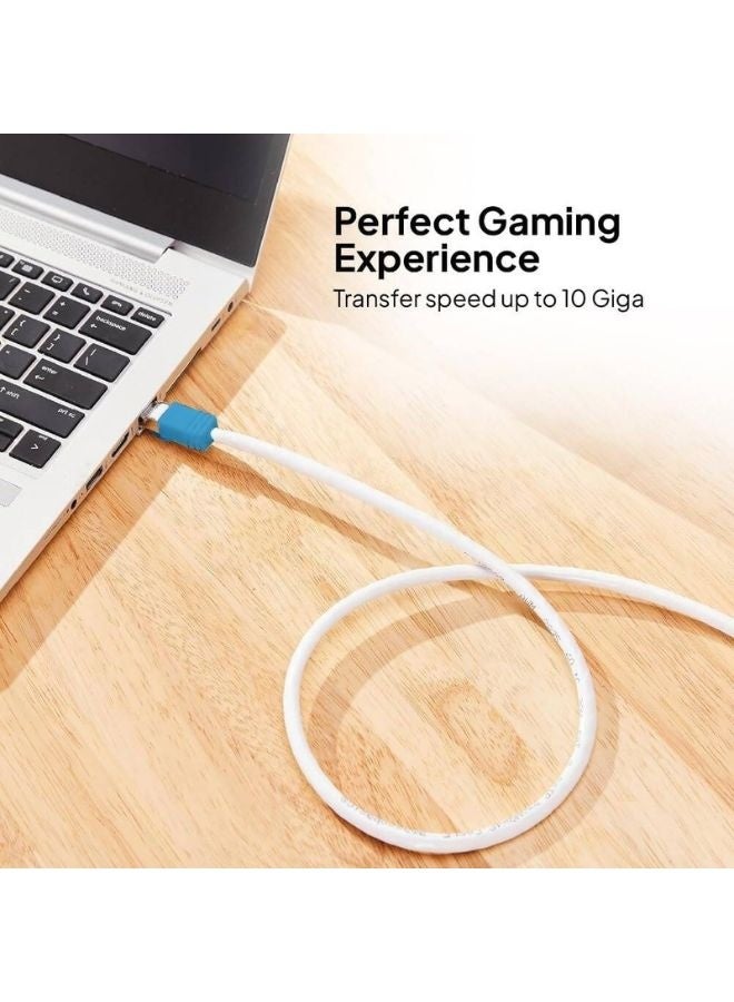 موسل كابل شبكة Cat7 SFTP | 2 متر أبيض | سرعة تصل إلى 10 جيجابت في الثانية | يدعم إيثرنت حتى 600 ميجاهرتز | PVC مع موصلات مطلية بالذهب 1U | متوافق مع جميع العلامات التجارية - Image 3