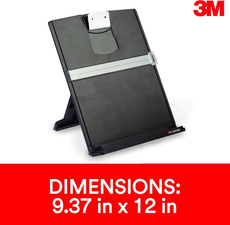 ثري ام حامل مستندات مكتبي مع مشبك قابل للتعديل، 25 1/2 بوصة × 12 بوصة، سعة 150 ورقة، أسود (340 ميجابايت درهم) - Image 2