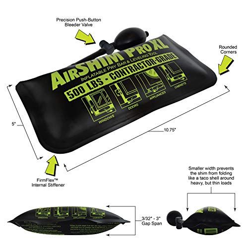 Calculated Industries 1194 Air Shim XL Inflatable Pry Bar and Leveling Tool; 500 LB Load Holding Rating; Contractor-Grade Alignment Pump Wedge - Image 2