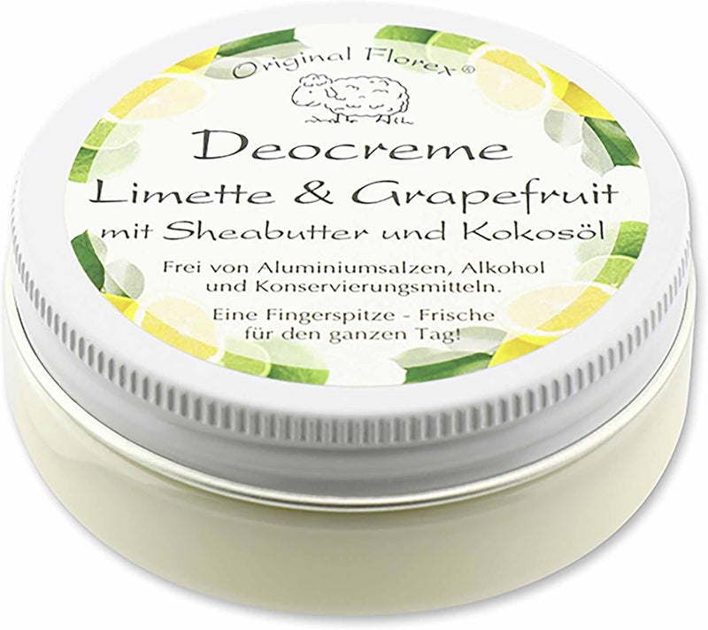 Deodorant Cream Lime & Grapefruit with Sheep's Milk without Aluminium Salts, Alcohol Preservatives, 40 g, Summer Fragrance