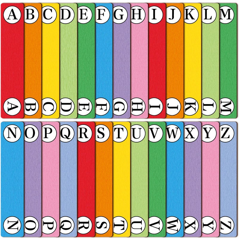 Chivertion 26 Pcs Library Alphabet Book Dividers Wooden Vinyl Record Dividers Organizer Separators 26 Alphabetical A-z Dividers Bookshelf Markers for Shelves Cds, Albums, Books (Colorful) - Image 1