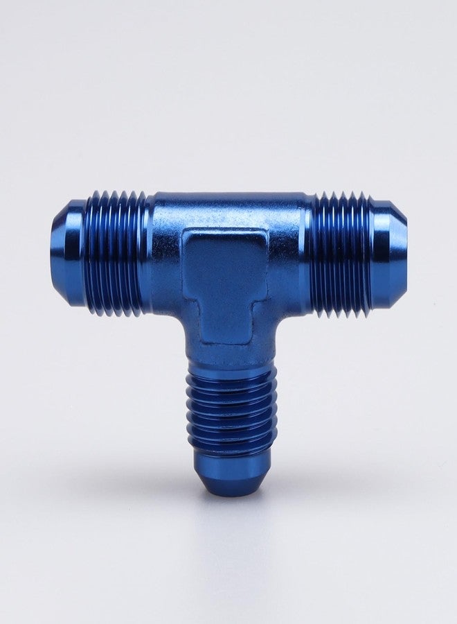 AC PERFORMANCE Aluminum -6 AN Male Thread Flare Tee Union T Pipe Fuel Hose Fitting Adapter Blue Anodized (AN6 to 2x -6AN Male Flare) - Image 2
