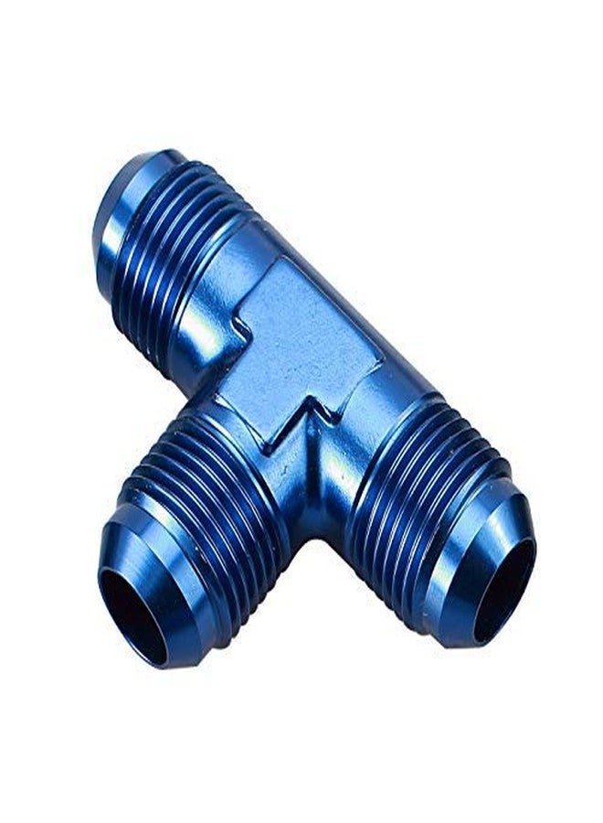 AC PERFORMANCE Aluminum -6 AN Male Thread Flare Tee Union T Pipe Fuel Hose Fitting Adapter Blue Anodized (AN6 to 2x -6AN Male Flare) - Image 1