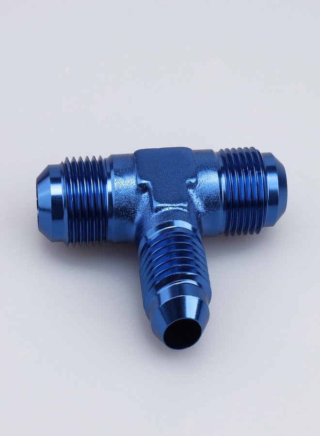 AC PERFORMANCE Aluminum -6 AN Male Thread Flare Tee Union T Pipe Fuel Hose Fitting Adapter Blue Anodized (AN6 to 2x -6AN Male Flare) - Image 3