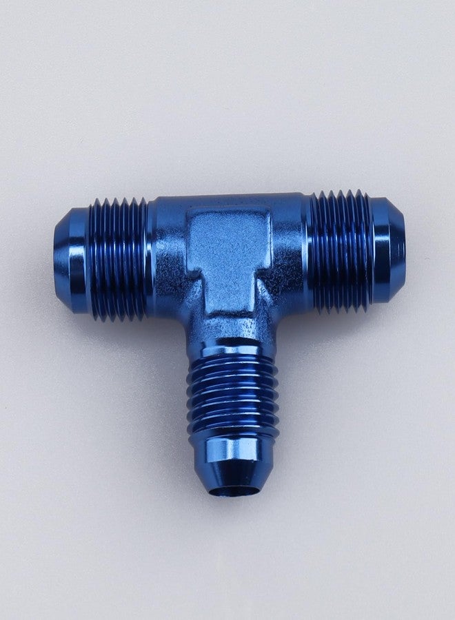 AC PERFORMANCE Aluminum -6 AN Male Thread Flare Tee Union T Pipe Fuel Hose Fitting Adapter Blue Anodized (AN6 to 2x -6AN Male Flare) - Image 4