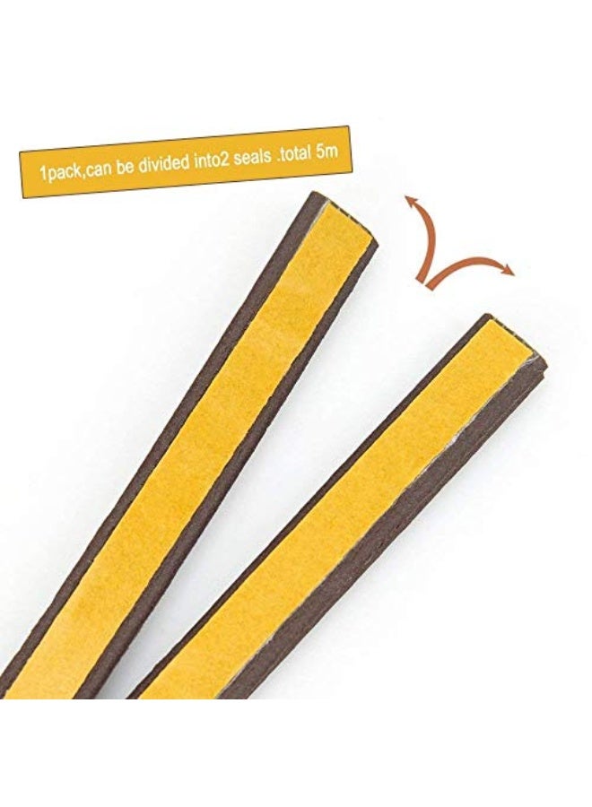 CloudBuyer Self-Adhesive Insulation Doors and Windows Draught Excluder Foam Seal Strip Soundproofing Collision Avoidance Rubber (D Type 5M, Coffee) - Image 4