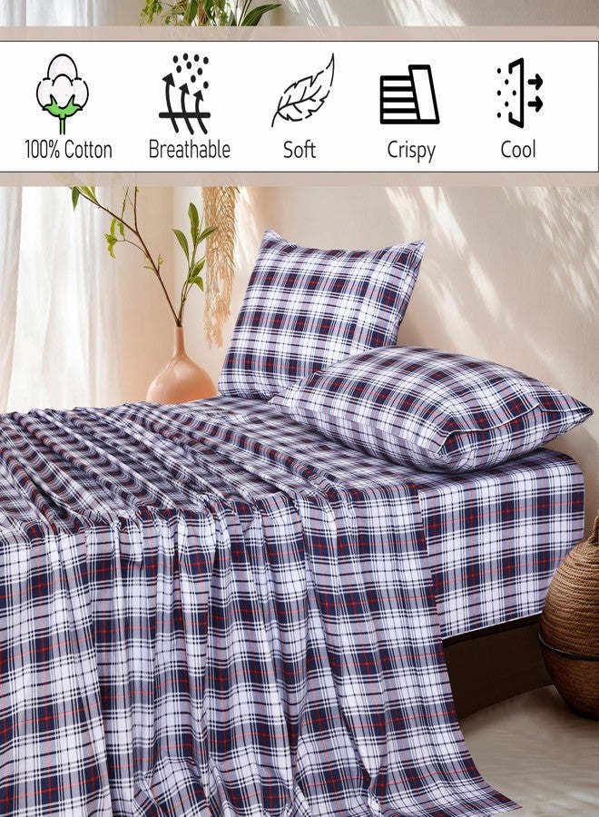 RUVANTI 100% Cotton King Size Sheets Set, 4 Pieces, Soft & Breathable Percale Weave Bedding, Deep Pocket 16", Hotel Standard, Crisp Cool Feel, Durable, Perfect Floral Bed Sheet, Prussian - Image 5