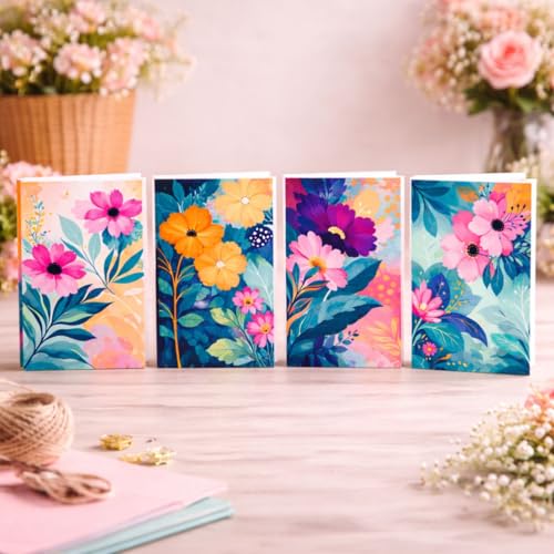 Brandian Floral Blank Notecards – Set of 12 with White Envelopes | All-Occasion Mini Greeting & Thank You Cards | Greeting Card - Image 2
