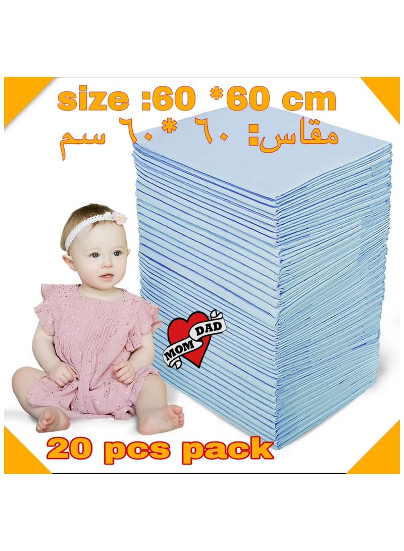 60x60 cm Large Disposable Changing Pad Leak-Proof Underpad Bed Table Protector Mat, Soft Non-Woven Fabric, 20 Pieces - Image 1