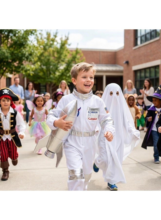 Kids Astronaut Costumes America Spacesuit for Boys Girls Space Jumpsuit Halloween Dress up - Image 3