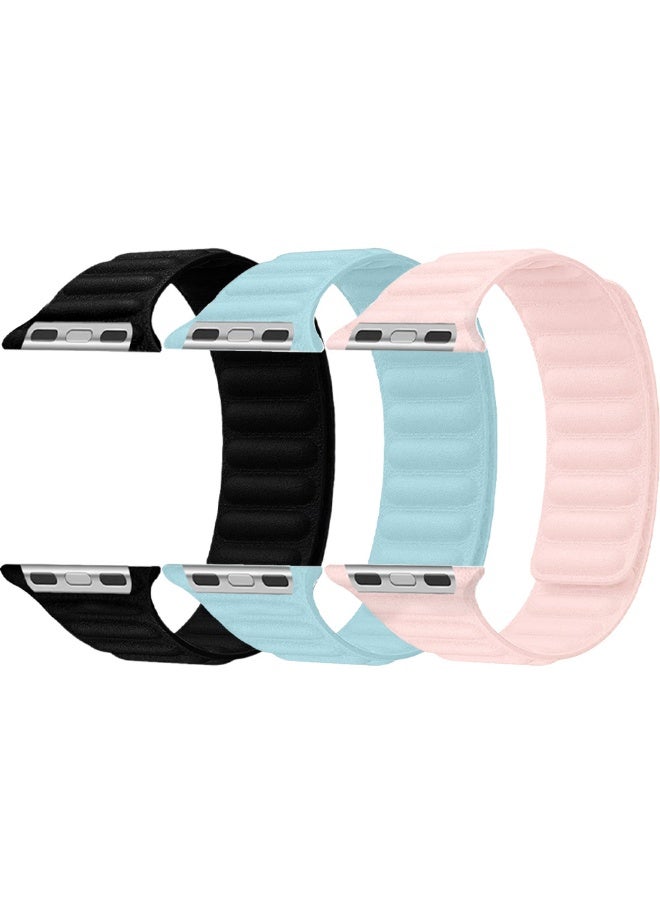 CATANES Replacement Band for Apple Watch Band 49mm 46mm 45mm 44mm -Leather Link Strap Magnetic Loop Adjustable Bracelet - Image 1