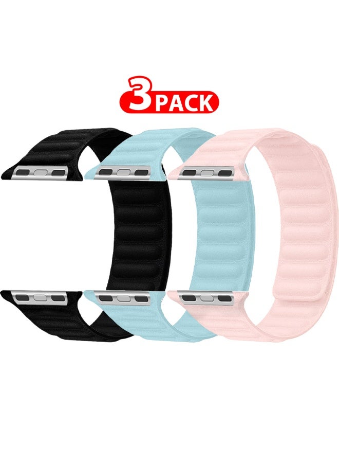 CATANES Replacement Band for Apple Watch Band 49mm 46mm 45mm 44mm -Leather Link Strap Magnetic Loop Adjustable Bracelet - Image 2