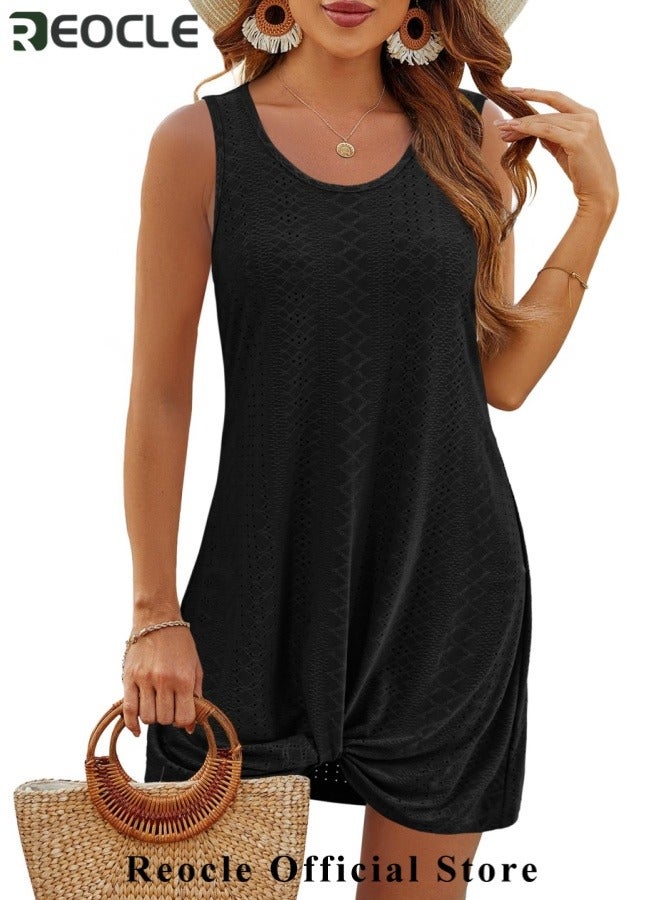 REOCLE Swimsuit Coverup for Women 2025 Bathing Suit Beach Vacation Clothes for Women Twisted Mini Dress - Image 4