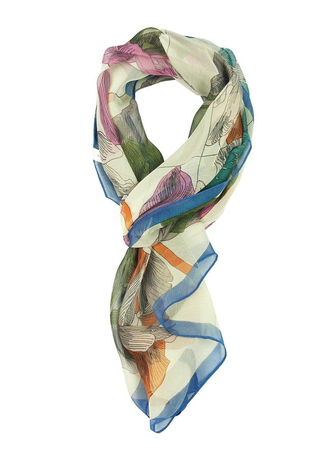 PANTONIGHT Long Fashion Multi Color Folral Scarf for women (flower 730) - Image 1