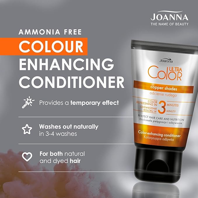 Joanna Ultra Color Colour Enhancing Conditioner Ginger And Copper Shades Of Natural And Dyed Hair Hair Care Hydrating Moisturising Ammonia Free Refresh The Colour In 3 Minutes 100 g - Image 4