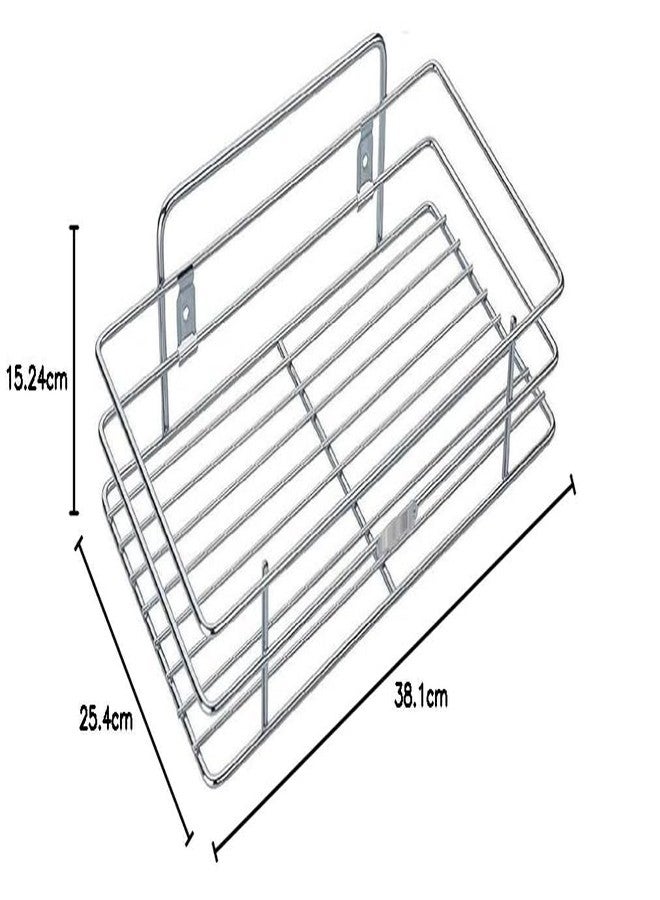 Gcrox Mall Stainless Steel Multipurpose Storage Rack/Shelf, Kitchen Rack Single Single Tier Multipurpose Wall Hanging Storage Shelf Organizer Stainless Steel with Chrome(NHSP, Hanging Shelves) - Image 3