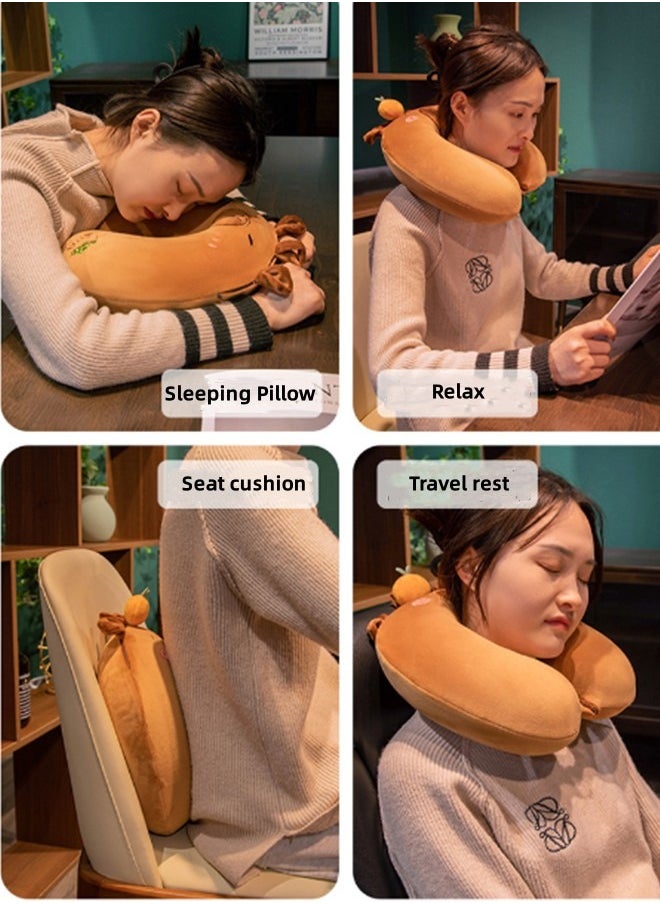 JCB CHIC - Travel Neck Pillow Memory Foam U-shaped Pillow Cartoon Travel Neck Support Portable Adjustable Soft Noon Break Sleep Pillows for Adults, Kids - Image 1