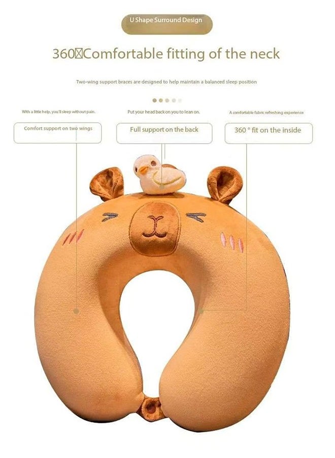 JCB CHIC - Travel Neck Pillow Memory Foam U-shaped Pillow Cartoon Travel Neck Support Portable Adjustable Soft Noon Break Sleep Pillows for Adults, Kids - Image 1