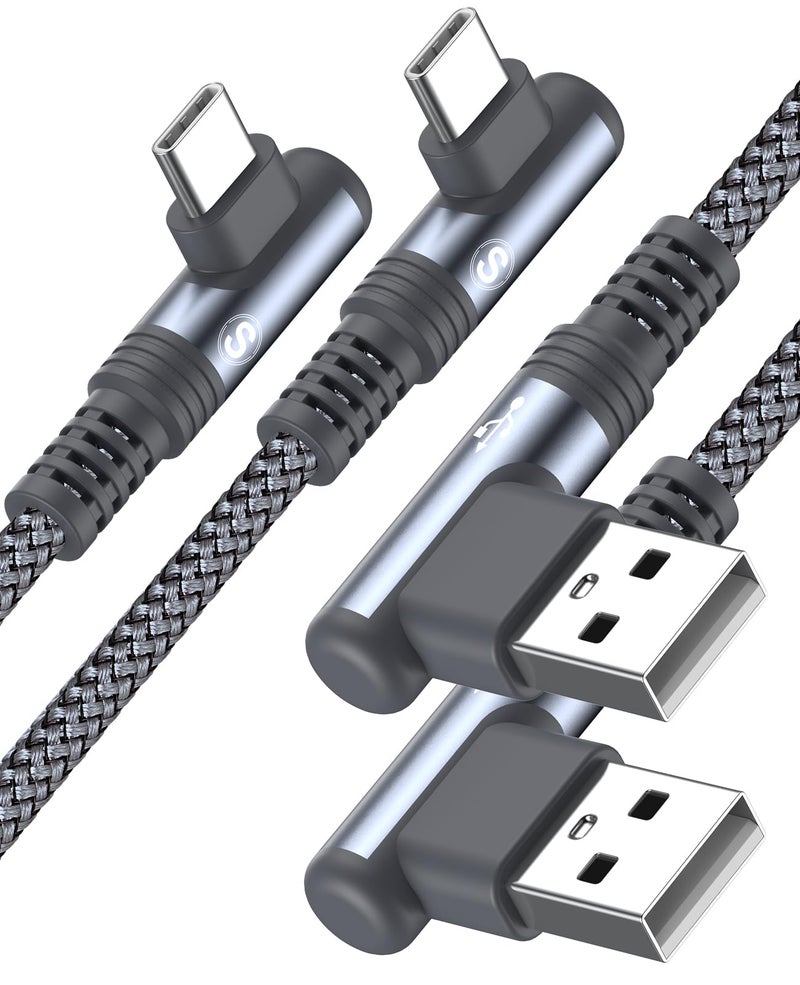sweguard iPhone 17 Charger USB to Type C Cable 90 Degree [2-Pack,10FT] Fast Charging Cord for iPhone 17 16 15 Pro Max Plus Samsung Galaxy S25 S24 S23 S22 S21 S20 A54 A15 Note Flip LG Pixel Moto - Image 1