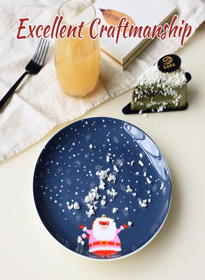 Atarvana 4pcs 8 inches Christmas Dessert Plates Set, 4 Patterns Christmas Dishes Cremaic Dinnerware Set for Salad Pasta Dessert Xmas Holiday Party Supplies Gifts - Image 3