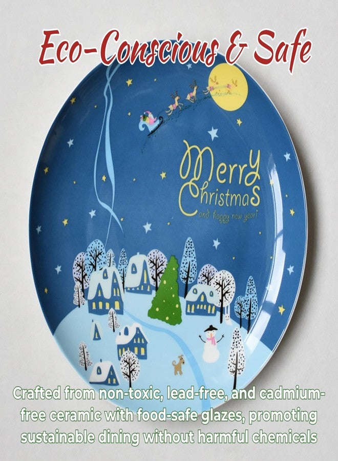 Atarvana 4pcs 8 inches Christmas Dessert Plates Set, 4 Patterns Christmas Dishes Cremaic Dinnerware Set for Salad Pasta Dessert Xmas Holiday Party Supplies Gifts - Image 5