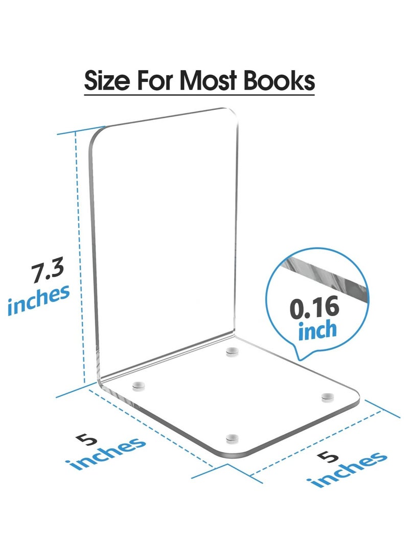 TPGP Book Ends Clear Acrylic Bookends for Shelves, Non-Skid Bookend, Heavy Duty Book End, Book Holder Stopper for Books/Movies/CDs/Video Games, 7.3 x 5.5 x 5.1 in, (4 Pairs/8 Pieces, Large): - Image 5